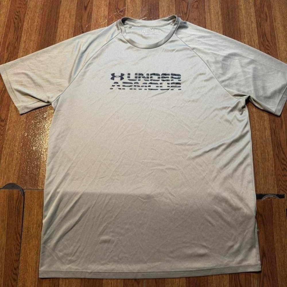 Under Armour Grey Heat Tech Retro Sportswear Running Train Shirt Large
